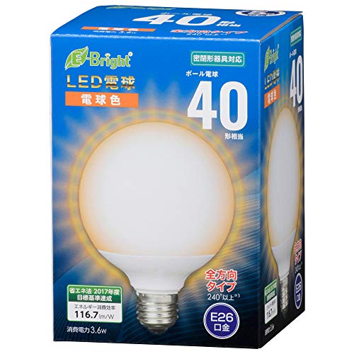 オーム電機 LED電球 ボール球形(40形相当/420lm/.